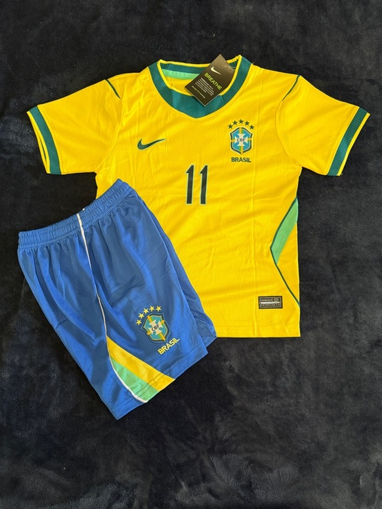 Nike Other - Brazil 2025/26 Home kids Soccer Jersey & Shorts Set#Size 20-28#Raphinha 11